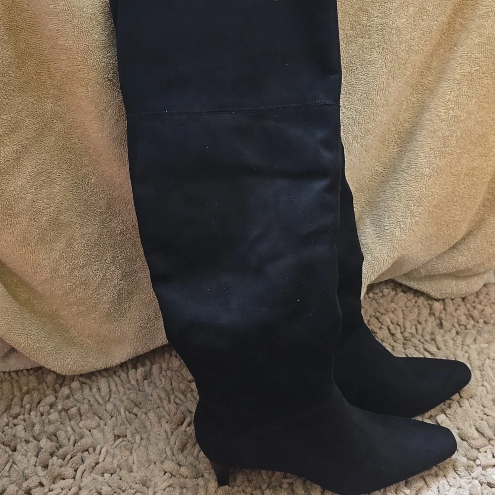 Worthington Women's Size 6.5‎ Black Over The Knee Brushed 2 In Heel Boots